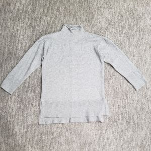 Anthropologie Moth Small Light Gray Split Hem Turtleneck Knit Sweater